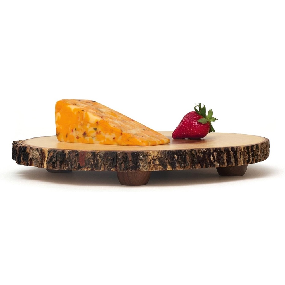 Lipper International Handcrafted Acacia Tree Bark Footed Server Platter, Medium‎